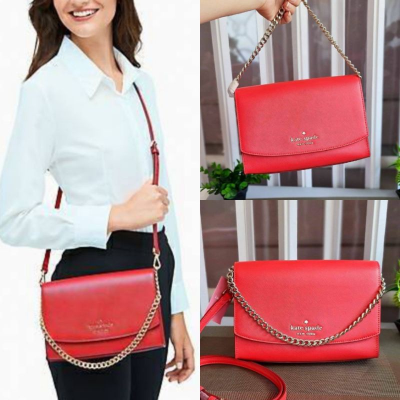 Kate+Spade+Carson+Leather+Convertible+Crossbody+Bag+Digital+Red+Wkr00119  for sale online