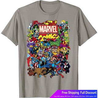 Marvelเสื้อยืดยอดนิยม Marvel Comics Heroes Group Shot Graphic T-Shirt T-Shirt Marvel Popular T-shirts8M1