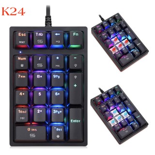 MOTOSPEED K24แป้นตัวเลขเครื่องกล USB 21คีย์ Numpad RGB Backlight คีย์บอร์ดสำหรับ PC Notebo OSU Gamer สีแดงสีฟ้าสวิทช์