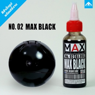 สีแอร์บรัช MAX COLOR BLACK No.02 สำเร็จรูปพร้อมใช้งาน
