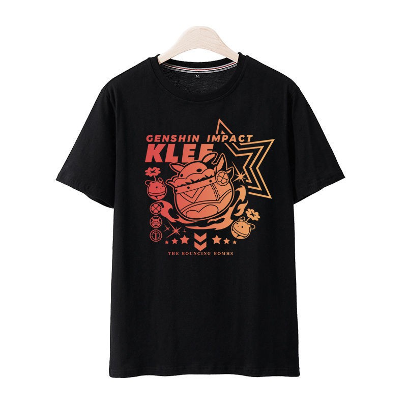 cotton-tshirts-๑-yuanshen-รอบอะนิเมะเสื้อยืด-paimeng-keli-ผู้ชายและผู้หญิงสองมิติฤดูร้อนคอกลมแขนสั้นเสื้อผ้า-cos-เทร