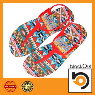 🔰 BlackOut Slingback 🔰 รองเท้าแตะ รองเท้ายางกันลื่น ลายอินเดียแดง