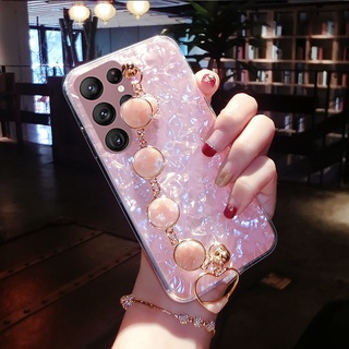 เคส Samsung Galaxy S22 S21 Ultra FE S22+ S21+ Plus 5G A03 A03S Case with Chain Luxury Bling Casing Cute Shell Back Cover เคสโทรศัพท์ SamsungS22 GalaxyS22 S22Ultra GalaxyA03