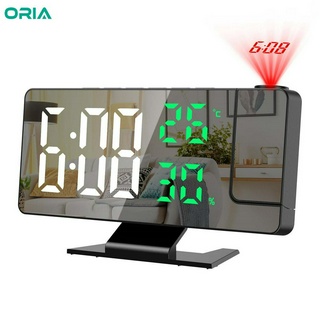 Oria นาฬิกาปลุกกระจก LED 7.8 นิ้ว พร้อมฟังก์ชั่นอุณหภูมิ และความชื้น สําหรับห้องนอน บ้าน สํานักงาน