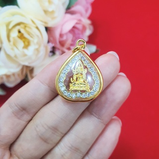 จี้พระพุทธชินราชล้อมเพชร องค์ทอง สีทอง 2.2 x 2.5 cm ค้าขายร่ำรวย ชีวิตรุ่งเรือง มีโชคลาภด้วย ถูกหวย พระเลี่ยมทอง งานสวยพ