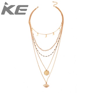 Simple exaggerated sweater collarbone chain temperament all-match 5-disc moon eye necklace for