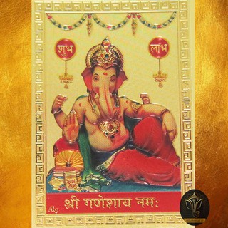 Ananta Ganesh ® ยันต์เจ้าสัว เรียกทรัพย์ แผ่นทองพระพิฆเนศ (เน้นโชคลาภ ค้าขาย เจ้านาย) ปางเสวยสุข ลิขสิทธิ์แท้ A04 Ag