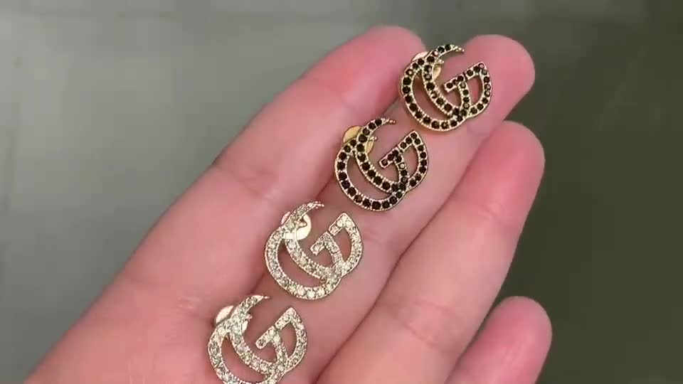 gucci-double-g-earring-with-crystal-ต่างหูกุชชี่-งาน-1-1-signature-สั่งผลิตจากต้นแบบแท้-งานสวยเก๋