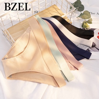Bzel กางเกงชั้นใน ผ้าฝ้ายแท้ แบบนิ่ม ระบายอากาศ ไร้รอยต่อ เซ็กซี่ แฟชั่นสําหรับผู้หญิง พร้อมส่ง