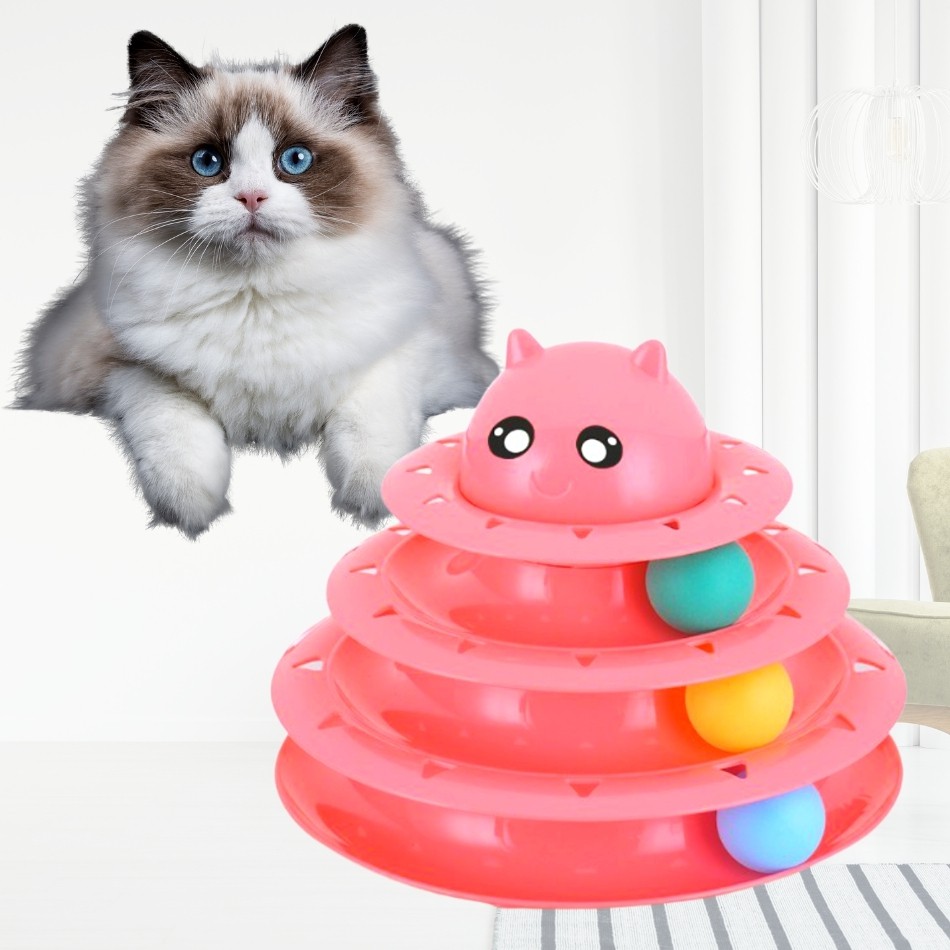 ของเล่นน้องแมว-circular-cat-toy-ชุดฝึกทักษะแมวรางบอลแบบ3-ชั้น-เล่นเพลิน-คลายเหงาน้องแมว