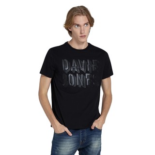 เสื้อยืดใหม่ 2022DAVIE JONES เสื้อยืดพิมพ์ลายโลโก้ สีดำ Logo Print T-Shirt in black LG0015BKL XL  XXL 3XL