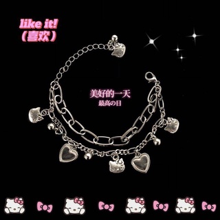 SANRIO การ์ตูน Hello Kitty สร้อยข้อมือคู่ สําหรับผู้หญิง ซานริโอ้ คู่รัก แฟน ของขวัญ คุโรมิ เครื่องประดับ อุปกรณ์