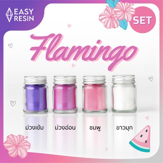 สีผสมเรซิ่นจัดให้ FLAMINGO SET (ส่งฟรี) เมทัลลิคประกาย สีสด ใช้กับเรซิ่นทุกชนิด -Easy Resin