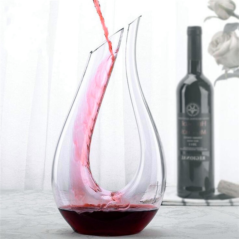 1500ML Big Decanter Superior Handmade Crystal Red Wine Brandy Flat Base Champagne Glasses