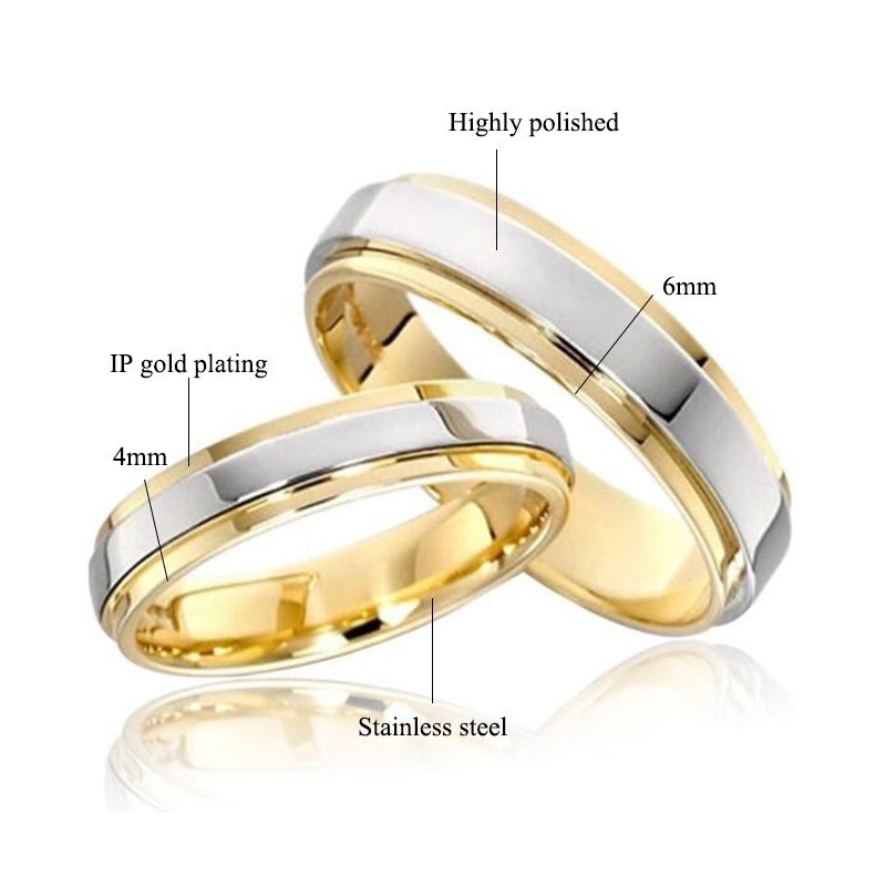 แบรนด์ใหม่-แฟชั่น-สเตนเลส-เงิน-และทอง-แหวนคู่-ที่เรียบง่าย-สร้างสรรค์-แหวนเหล็กไทเทเนียม-ผู้ชายและผู้หญิง