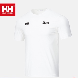 เสื้อยืดสีดำอินเทรนด์เสื้อยืดแขนสั้น พิมพ์ลาย Helly HANSEN HH ARCV เหมาะกับฤดูร้อน สําหรับผู้ชายS M L   XL  XXL