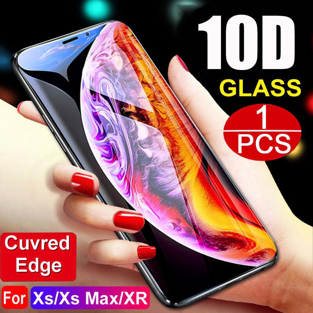 สินค้า iPhone XR Xs Max X 8 7 10D แบบเต็มหน้าจอป้องกันกระจกนิรภัย