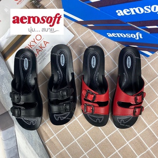 สินค้า รองเท้าแตะสวมผู้หญิง Aerosoft(แอร์โร่ซอฟท์) รุ่น 2101 สีดำ/สีแดง