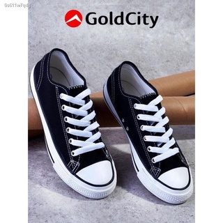 canvas shoesรองเท้าผ้าใบ♣﹍รองเท้าผ้าใบโกลด์ซิตี้(Gold city) รุ่น1207 สีดำ/ดำดำ(ดำล้วน)/เทา/ขาวเงิน/ขาวแดง เบอร์36-45