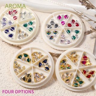 Aroma อุปกรณ์ตกแต่งเล็บ จี้ดาวเสาร์ ดาวเคราะห์ พลอยเทียม คละแบบ หลากสี สําหรับตกแต่งเล็บ DIY