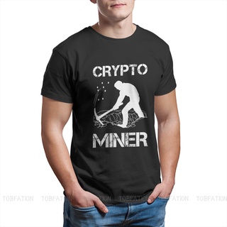 เสื้อยืดผ้าฝ้าย 100% พิมพ์ลาย Bitcoin Meme Crypto Miner สไตล์ฮิปสเตอร์