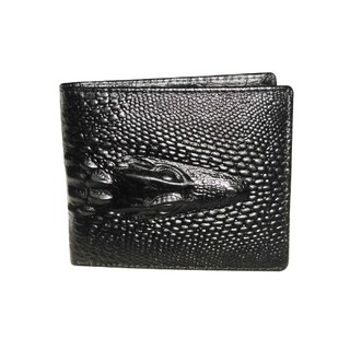 Crocodile Pattern Bifold Wallet กระเป๋าสตางค์ สองพับ ลายจรเข้า Unisex สีดำ