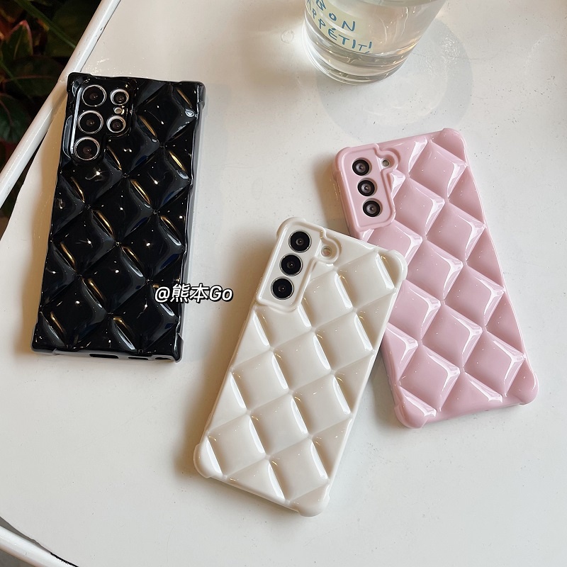 เคสโทรศัพท์มือถือ-ซิลิโคนนิ่ม-ลายตาราง-3d-สําหรับ-samsung-s21-s22-ultra-s21-plus