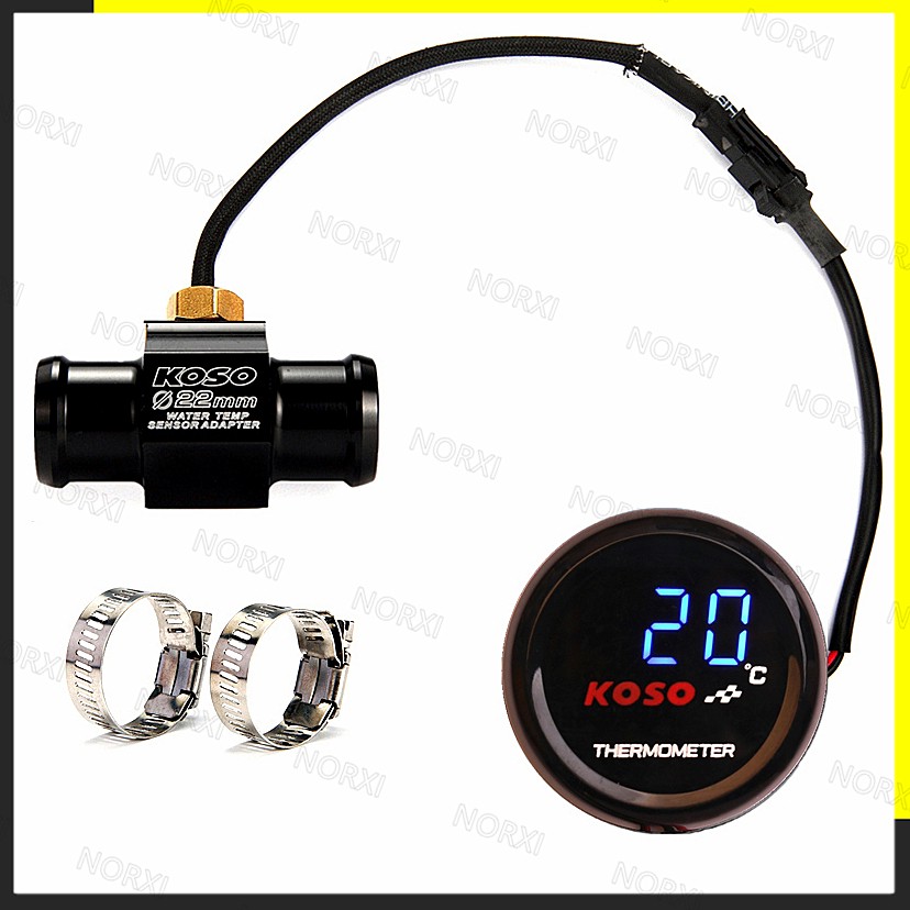 Motorcycle KOSO Round Water Temperature Meter With Sensor Adapter For ...