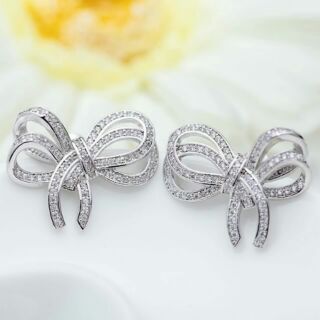 ต่างหู 18k platinum plated ประดับเพชร CZ ดีไซน์น่ารัก สินค้านำเข้าราคาถูกค่ะ