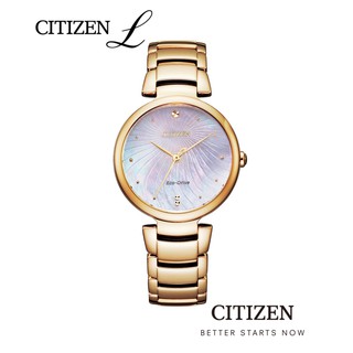 CITIZEN L Eco-Drive EM0853-81Y Mother Of Pearl Lady Watch ( นาฬิกาผู้หญิงพลังงานแสง )