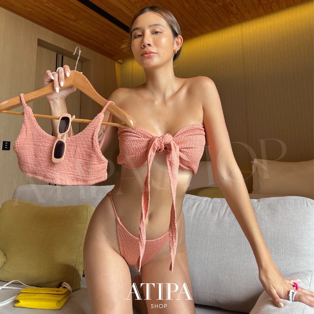 atipashop-smokty-bikini-set-เซ็ท-บิกินี-3-ชิ้น-เสื้อ-กางเกง-ผ้าคลุม-มีสีให้เลือกหลายสี