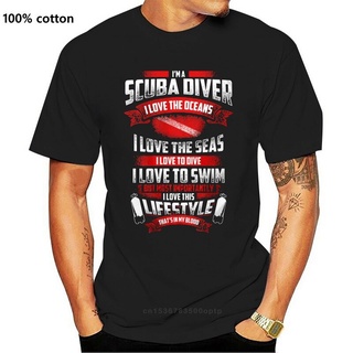 [COD]ขายดี เสื้อยืด พิมพ์ลาย I Love The Oceans Seas To Dive KIneeo39OCipjf10 สไตล์คลาสสิก