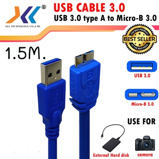 ภาพหน้าปกสินค้าXLL USB3.0 Type A to Micro-B Cable ความยาว 1.5 เมตร ใช้ต่อ External Harddisk รหัสusb3604 ที่เกี่ยวข้อง