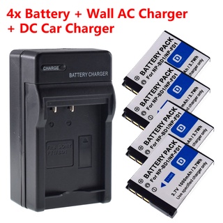 4 Battery + Home&amp;Car Charger for Sony NP-BD1 FD1 Type D CyberShot DSC-T77 T90 T900 TX1 G3