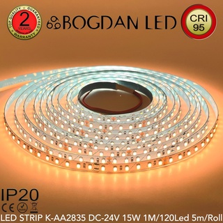 LED STRIP K-AA2835-120-2700K DC24V 15W/1M IP20 ยี่ห้อ BOGDAN LED แอลอีดีไฟเส้นสำหรับตกแต่ง 600LED/5M 75W/5M (ราคา/5เมตร)