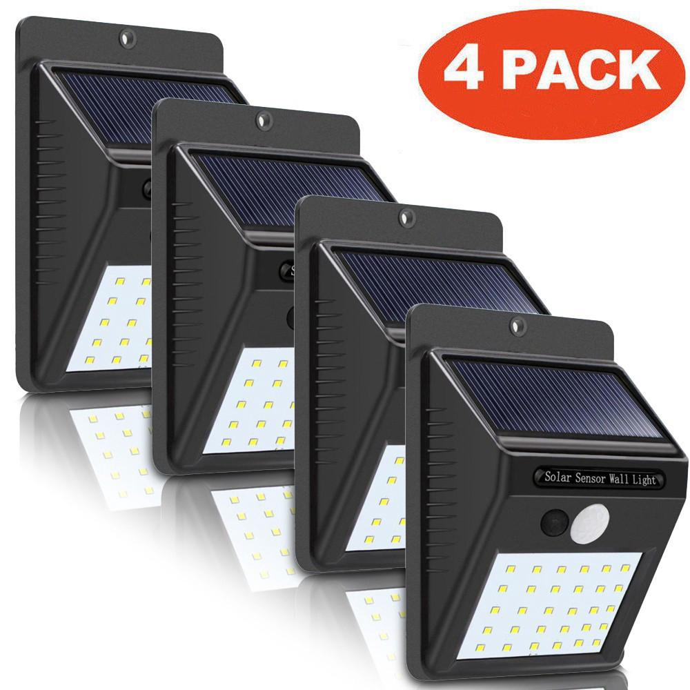 4 PCS Solar Powered Wall Light  โคมไฟถนนโซล่าเซลล์ พลังงานแสงอาทิตย์Solar Motion Light LED ติดกำแพง 30led ไฟหรี่