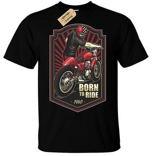 เสื้อยืด ลาย Born to ride 1960 สําหรับผู้ชาย เหมาะกับการขี่รถจักรยานยนต์