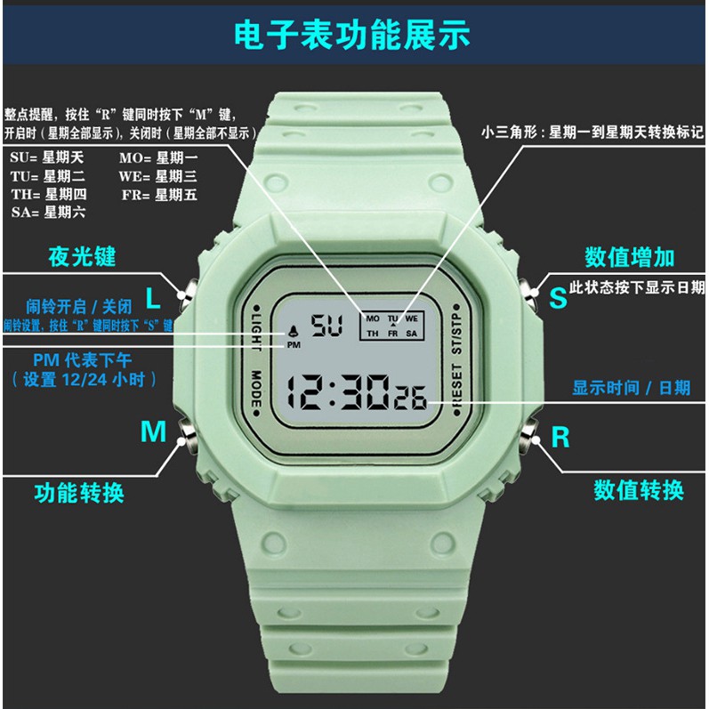 ภาพสินค้าThai.Th นาฬิกาข้อมืออิเล็กทรอนิกส์ มีไฟ LED ใส่เล่นกีฬา สำหรับผู้ชายและผู้หญิง Watch จากร้าน zzxr1982 บน Shopee ภาพที่ 5