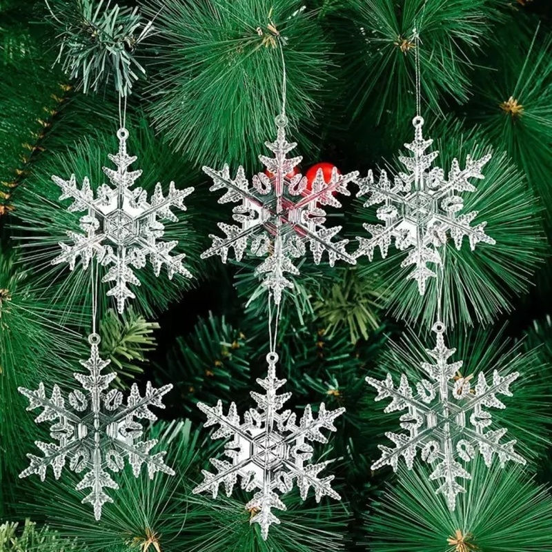 จี้อะคริลิคใส-รูปเกล็ดหิมะ-สุขสันต์วันคริสต์มาส-สําหรับตกแต่งบ้าน-เทศกาลปีใหม่-diy-6-ชิ้น-ต่อชุด