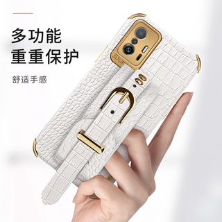 เคสโทรศัพท์ Xiaomi Mi 11T / Mi 11T Pro / Mi 11 / Mi 11 Lite 5G NE / Mi 11 Ultra Casing Luxury Plating Crocodile Pattern Texture PU strap Leather Cover เคส Mi 11t 11tPro Case