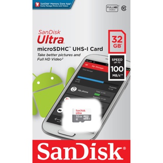 ภาพขนาดย่อของสินค้าSanDisk Ultra Micro SDCard 32GB Class10 (SDSQUNR) ใช้กับมือถือ กล้องวงจรปิด กล้อง IP Camera