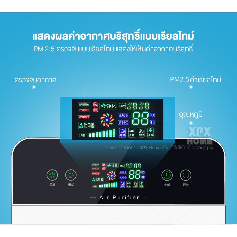 ภาพสินค้าXPX เครื่องฟอกอากาศ ฟังก์ชั่นภาษาไทย สำหรับห้อง 40 ตร.ม. กรองฝุ่น ควัน และสารก่อภูมิแพ้ ไรฝุ่น รับประกัน 1 ป จากร้าน xpxofficialstore บน Shopee ภาพที่ 2