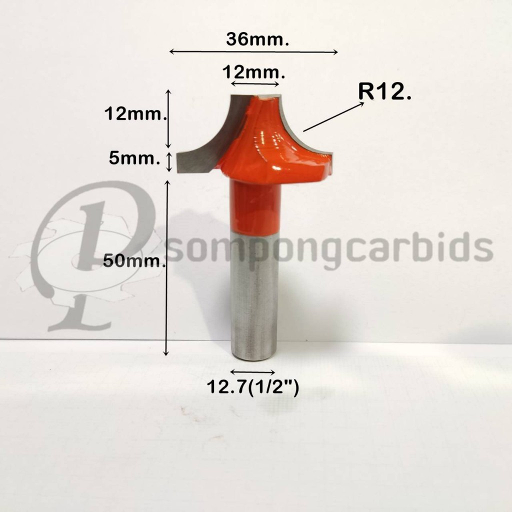 ราคาและรีวิวดอกเร้าเตอร์ลบมุมR12มม. ด้าม1/2" เร้าเตอร์คาร์ไบด์ ดอกเร้าเตอร์ตีโค้ง