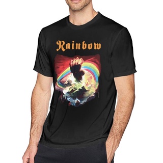 เสื้อยืดคอกลม เสื้อยืดแขนสั้น พิมพ์ลายอนิเมะ Rainbow Rising N Roll Music Band สําหรับผู้ชาย 951557