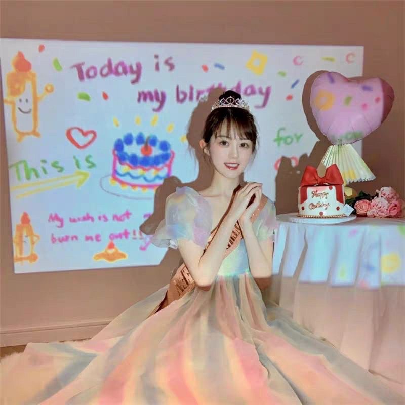 พร้อมส่ง-birthday-projector-ฟรีถ่าน-โปรเจคเตอร์วันเกิด-เครื่องฉายภาพ-โปรเจคเตอร์มินิ-hbd