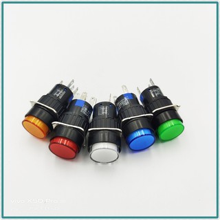 MODEL:LA16Y-11D PUSH BUTTON LAMP SWITCH 16MM.สวิตซ์ปุ่มกดกลมมีแลมป์16มิล,กดติดปล่อยดับ VOLTS: DC12V,DC24V,AC220V