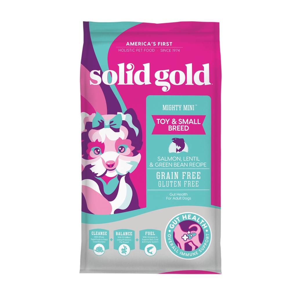 ส่งฟรี-อาหารเม็ดสุนัขพันธุ์เล็ก-และลูกสนัข-solid-gold-mighty-mini-สูตรปลาแซลม่อน-ขนาด-4-99-kg