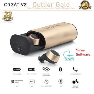 Creative Outlier GOLD True Wireless Sweatproof In-ear หูฟังอินเอียร์ไร้สาย พร้อมระบบ Super X-Fi ***รับประกัน 1 ปี***