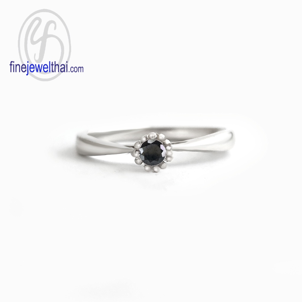 finejewelthai-แหวนนิล-นิลแท้-แหวนพลอย-แหวนเงินแท้-พลอยประจำเดือนเกิด-black-spinel-silver-ring-birthstone-r1377on