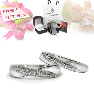 Finejewelthai-แหวนคู่-แหวนอินฟินิตี้-แหวนเพชร-แหวนเงิน-เพชรแท้-เงินแท้925-แหวนหมั้น-แหวนแต่งงาน-Diamond_Gift_set59